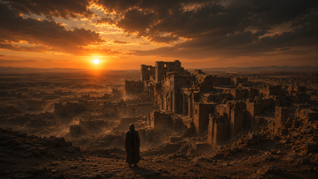 After Eden: Artistic Impression of the remaining ruins of Babylon (Ai Generated)