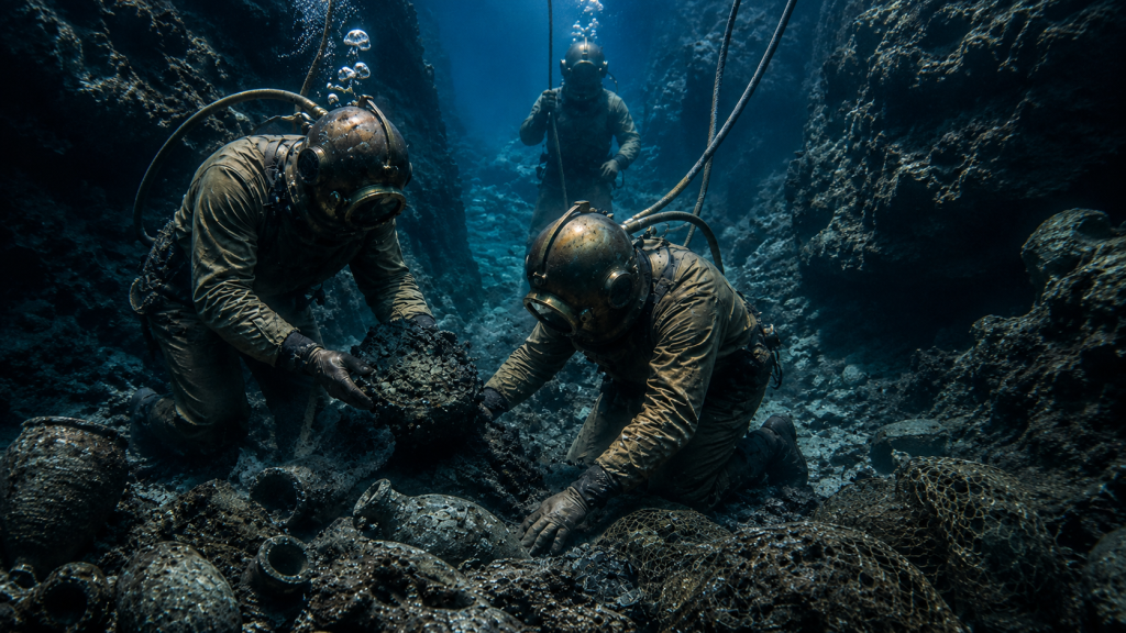 After Eden: Artists Impression - Divers Discovering the Antikythera Mechanism