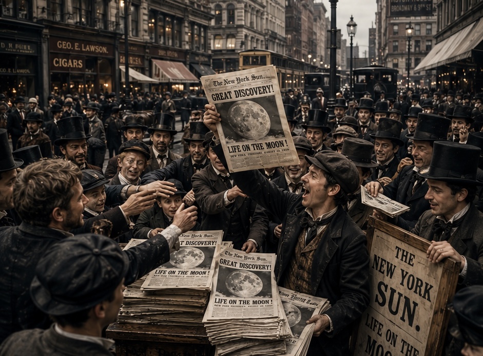 After Eden: Crowded city streets with eager readers buying copies. (Ai generated)
